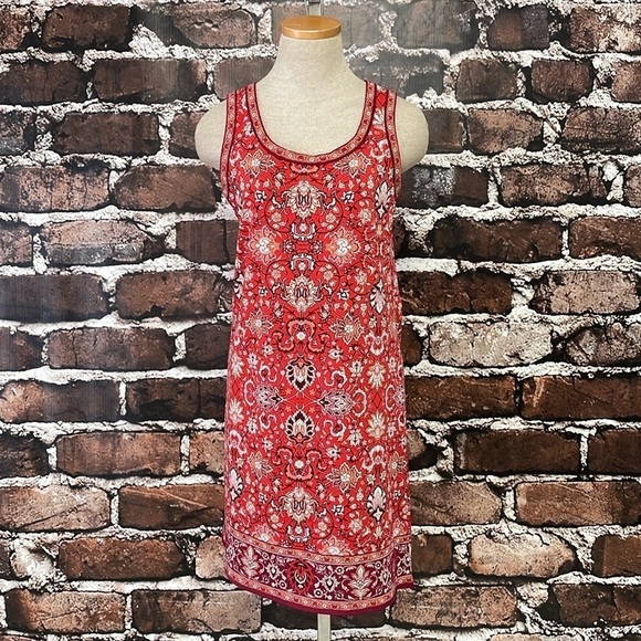 Max Studio Dress Women's XS X Small Red Paisley Sleeveless Sheath Midi NWT - Picture 5 of 16